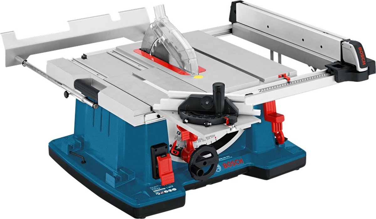 Bosch stationaire machine gts 10 xc (afzuigadapter, bewaring voor bijkomend zaagblad, duwstok, hoekaanslag, parallelgeleider, zaagblad 254 x 30 mm)