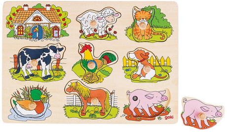 Goki noppenpuzzel boerderijdieren met geluid