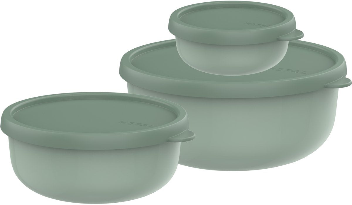 Mepal bewaardoosset 3-delig lumina - 2.5 l - magnetronbakje met deksel - nordic sage