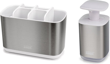 Joseph joseph badkamer organizer - badkameraccessoires - set van 2 - rvs - zilver wit