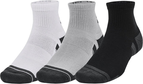 Under armour ua performance tech 3pk qtr unisex sportsokken - grijs - wit - grijs