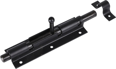 Starx universeelgrendel zwaar - schuifgrendel van 175 mm - met knop en sluitlus - geschikt voor hangslot - vervaardigd uit metaal - kleur zwart - universeel toepasbaar op deur en raam