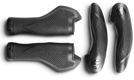 Natural fit cube comfort handvatten - fiets handgrepen - schroefhandvaten - handvatten fiets - shock-x technologie - polypropyleen - zwart - small