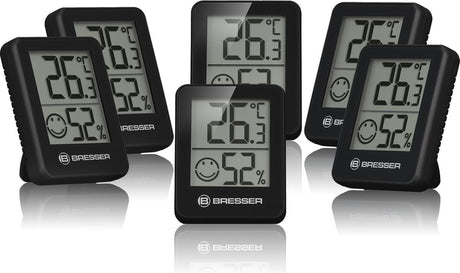 Bresser climatemp hygro indicator - set van 6 thermo- hygrometers - zwart