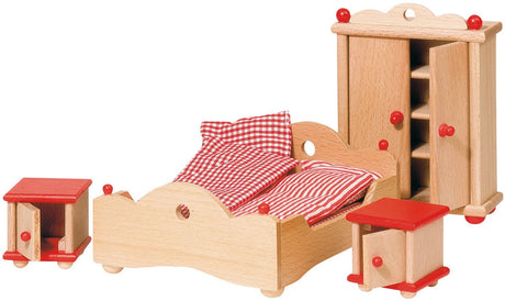 Goki poppenhuismeubeltjes serie 2: slaapkamer 4-delig, voor poppe