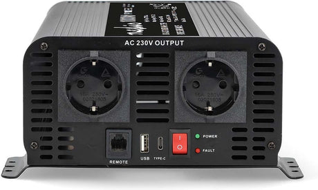Nedis omvormer 1000w - zuivere sinusgolf - 12v 230v - afstandsbediening