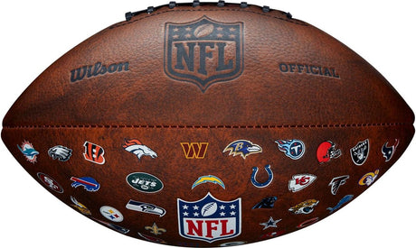 Wilson - nfl - junior - american football - 32 team logo - throwback - inclusief oppompnippel - bruin - junior maat