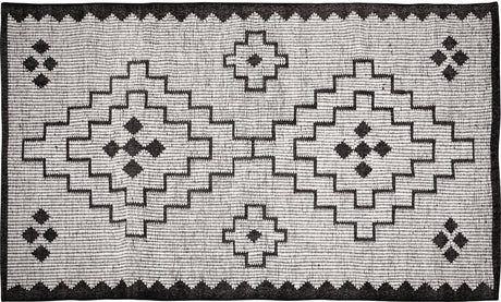 Woood omari vloerkleed - wol jute - naturel zwart - 1x160x230 cm