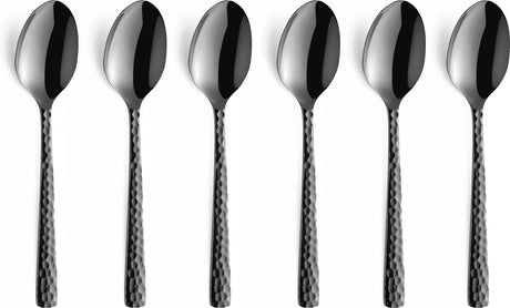 Amefa felicity zwart – 6-delige theelepelset – 12 cm – 18 0 chroomstaal – hoogglans pvd-coating – gehamerde afwerking – cadeauverpakking