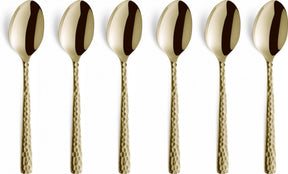 Amefa felicity champagne – 6-delige theelepelset – 12 cm – 18 0 chroomstaal – hoogglans pvd-coating – gehamerde afwerking – cadeauverpakking