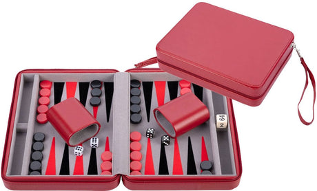 Engelhart backgammon reisspel met rits - rood