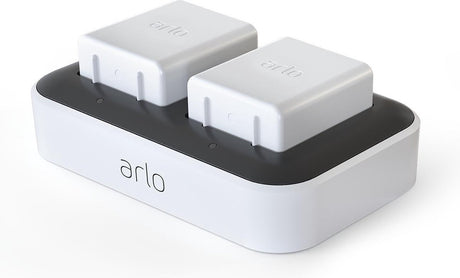 Arlo dual acculader (wit) - dual acculader - gecertificeerd accessoire - acculader voor camera's - 2 accu's - compatibel met ultra 2, ultra, pro 5, pro 4, pro 3 beveiligingscamera's - vma5400c-100eus