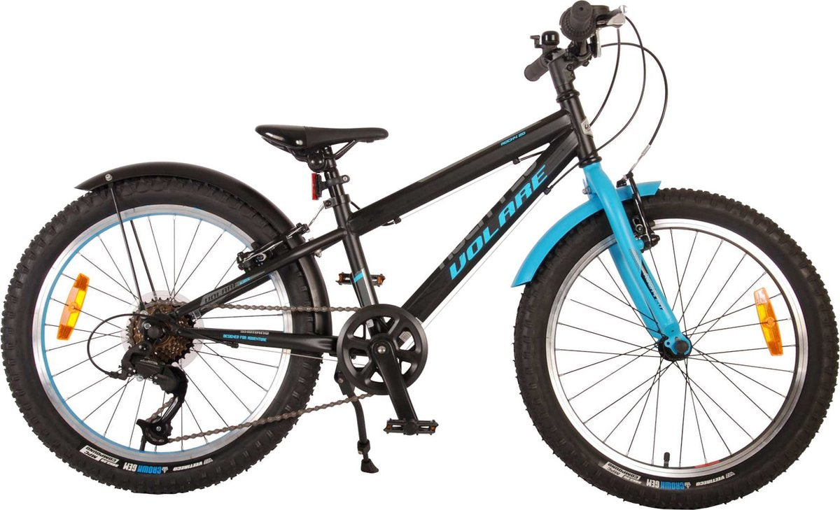 Volare Rocky Kinderfiets - 20 inch - Blauw Zwart - 85% afgemonteerd - 6 speed - Prime Collection