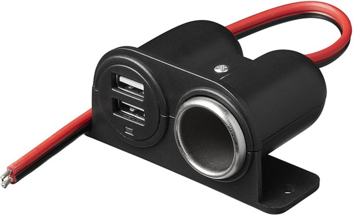 Proplus opbouw sigarettenaanstekerdoos - 2 usb-poorten - 12 24v - 2,1a - zwart