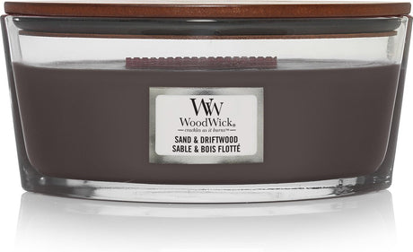 Woodwick heartwick flame ellipse geurkaars - sand driftwood - 50 branduren