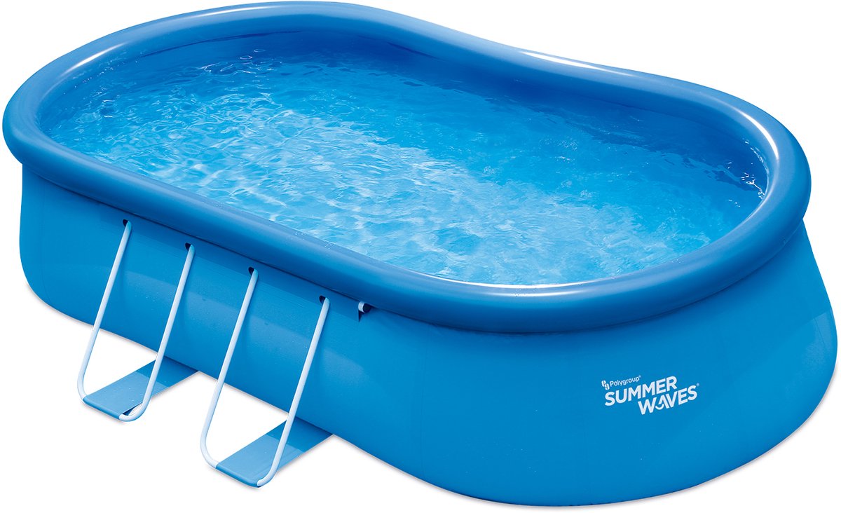 Summer waves frame zwembad ovaal - 475 x 305 x 107 cm - zwembaden - inclusief filterpomp - zwembadpomp - filterpatroon - ladder - afdekzeil - grondzeil