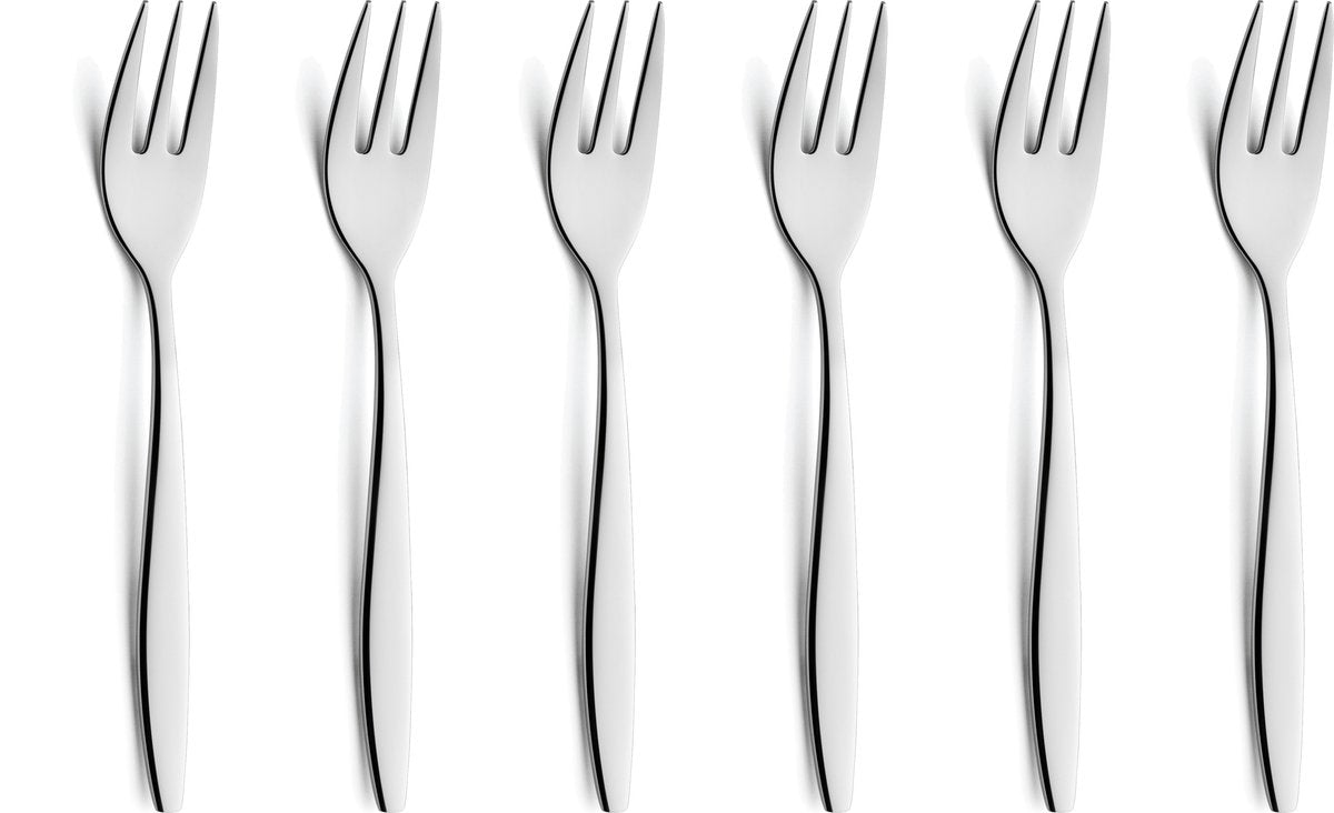 Amefa florence - 6 taartvorkjes - 15 cm - zilver - cadeauverpakking - hoogwaardig 18 10 chroomnikkelstaal