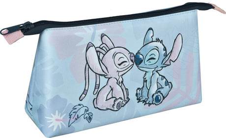 Lilo stitch stitch etui – pastelblauw paars – met angel – 22,5 x 17,5 cm