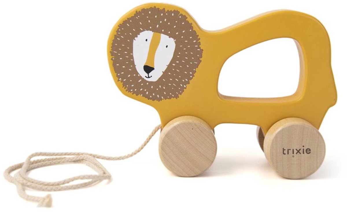 Trixie houten trekspeeltje - mr. lion - voor de eerste stapjes - babyspeelgoed - voor jongens meisjes - leeuw