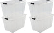 Iris topbox opbergbox - 60l - kunststof - transparant zwart - set van 4