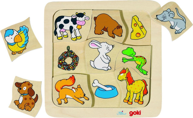 Goki houten legpuzzel wie eet wat?