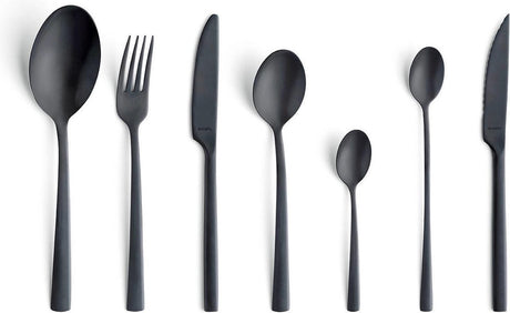 Amefa manille zwart- 42 delige all you need bestekset - 6 personen - pvd mat- 18 0 chroomstaal – cadeauverpakking