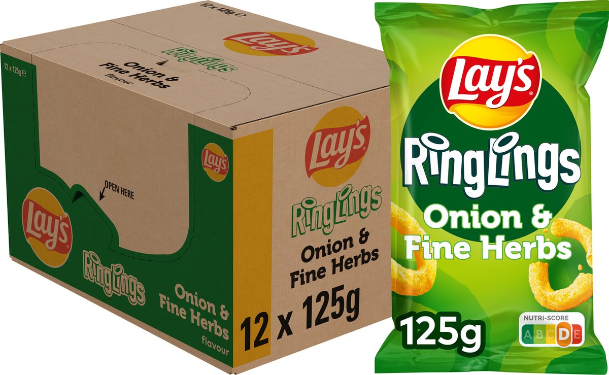 Lay's ringlings ui fijne kruiden - chips - 12 x 125 gram