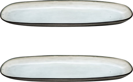 Medard de noblat - shadow nacre - grote ovale schaal - 35.5 x 14 cm - 2 delig - stoneware