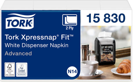 Tork 720st servetten n14 xpress fit dispenserservet 21.3x16.5cm 2-laags wit pak 720 stuks