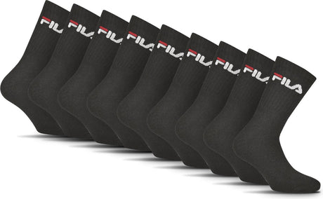 Fila - crew sportsokken | 9-pack | sports socks | maat 35 38 - zwart 35-38