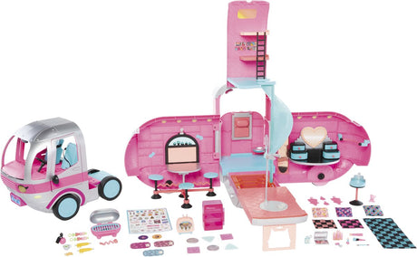 L.o.l. surprise! lol surprise glamper – luxe speelset met camper in metallic zilver en modepop, 55+ verrassingen, volledig ingericht, met echt werkend licht en geluid, een cadeau voor kinderen vanaf 4 jaar