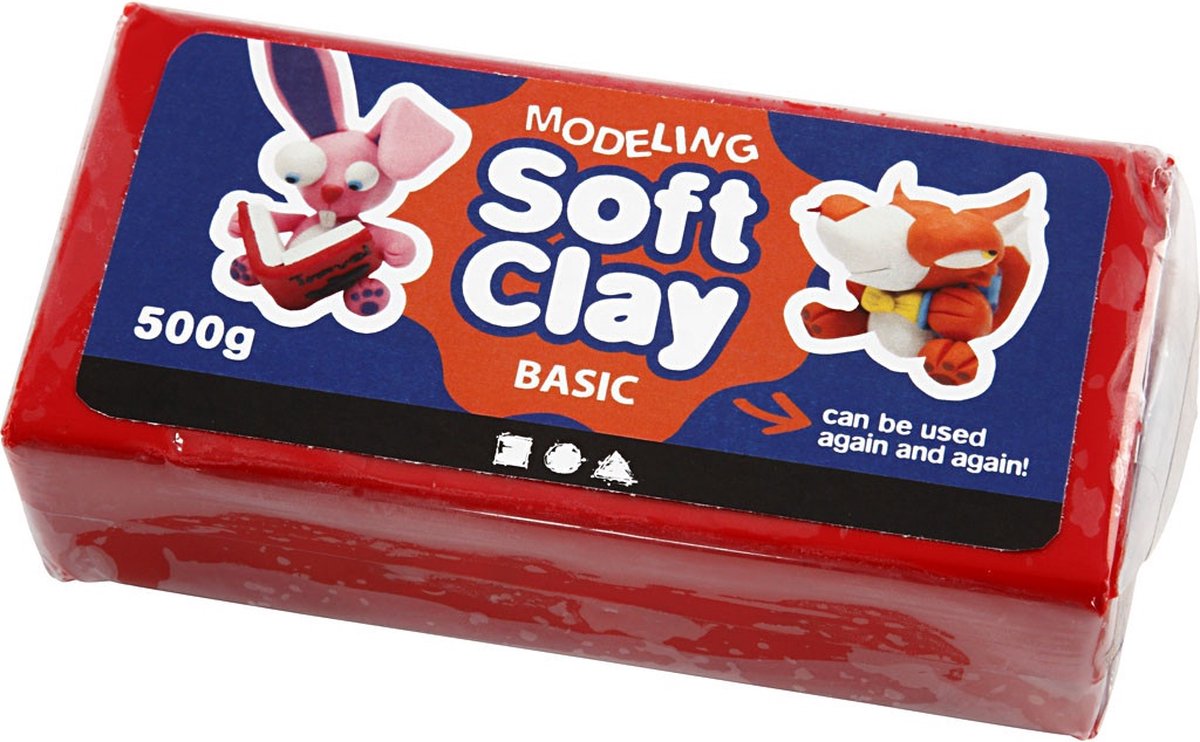 Creativ company creotime soft clay afm 13x6x4 cm rood 500gr