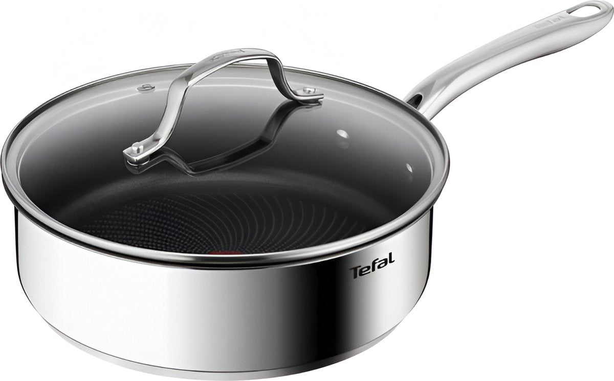Tefal infinite hapjespan - 24cm - geschikt voor alle warmtebronnen - inclusief glazen deksel - rvs - pfoa vrij