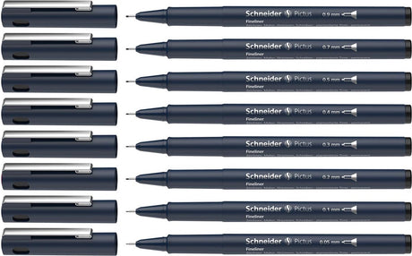 Schneider schrijfwaren schneider fineliner - pictus - zwart - set 8 stuks - s-197598