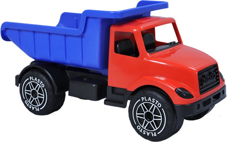 Plasto kiepwagen rood blauw 60 cm - speelgoedvoertuig - grote truck - kantelbare bak - stille wielen - realistisch spelen - gemaakt in finland - vanaf 1 jaar