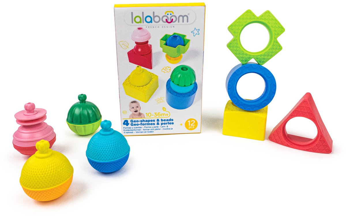 Lalaboom - vormen en educatieve kralen - 12 stuks