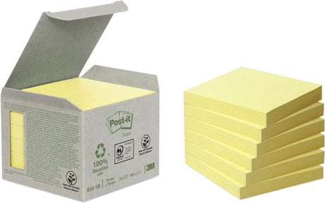Post-it memoblok 654-1b 76x76mm recycled geel