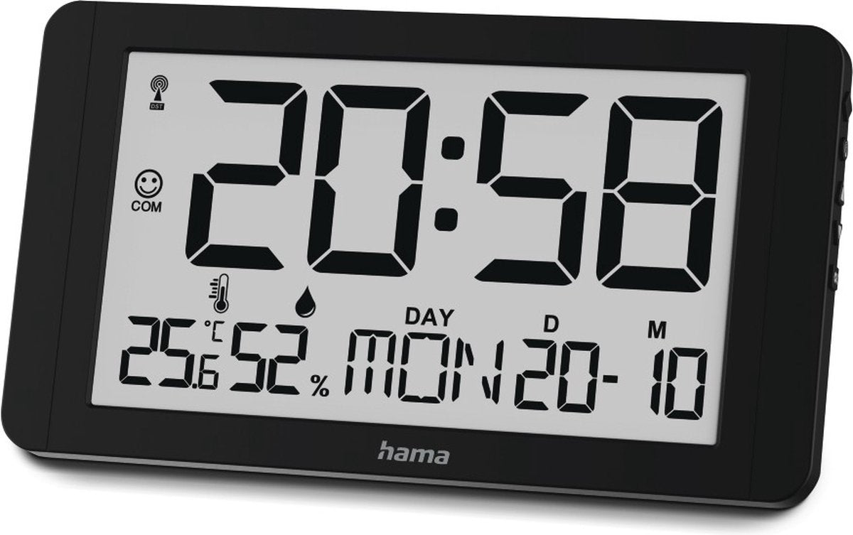 Hama wandklok- cuba- radiogestuurd - thermo- hygrometer- zwart