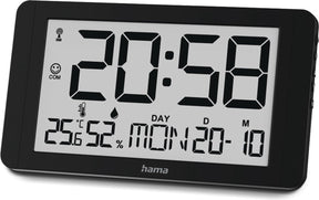 Hama wandklok- cuba- radiogestuurd - thermo- hygrometer- zwart