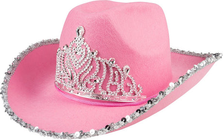 Boland - hoed cowboy glimmer roze roze - 57 - volwassenen - vrouwen - cowboy - indiaan