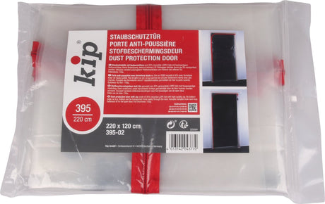 Kip 395 - stofdeur folie afplaktape - 220 cm x 120 cm - ademend materiaal met hoogwaardige ritssluiting - geen onderrand voor makkelijke doorgang van trolleys - gerecyclede ldpe folie met variabele klittenbandsluitingen voor stofvrij verbouwen