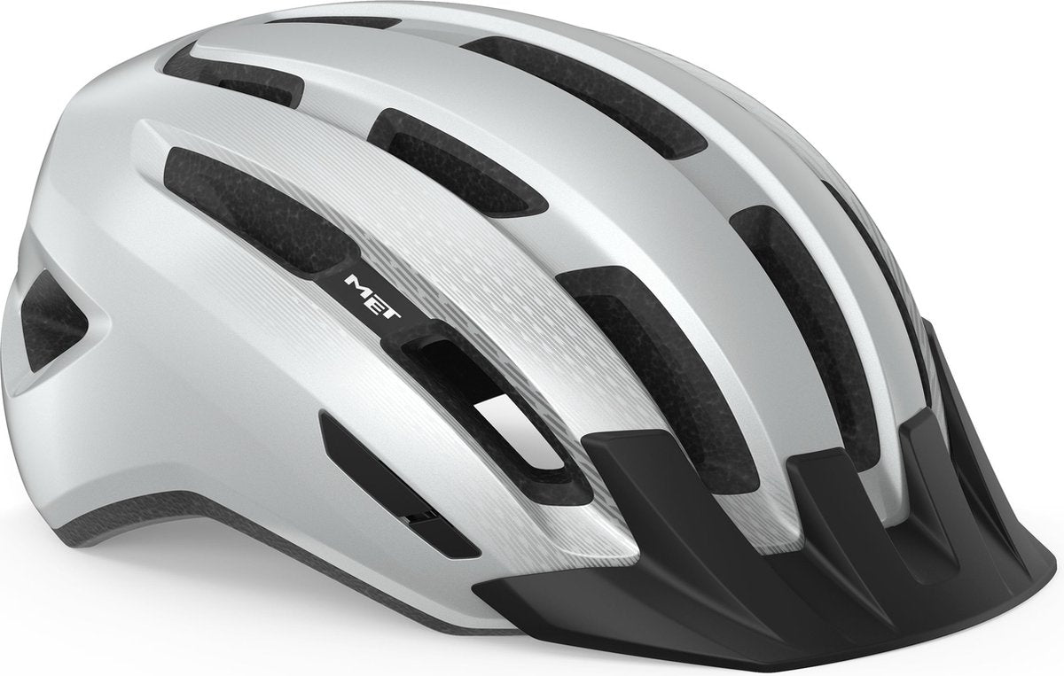 Met downtown fietshelm mannen vrouwen – fietshelm racefiets volwassenen – e-bike – trekking – maat s m (52-58cm) – white glossy (wit)