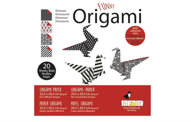 Fridolin origami dino vouwen 20 x 20 cm 20 stuks multicolor