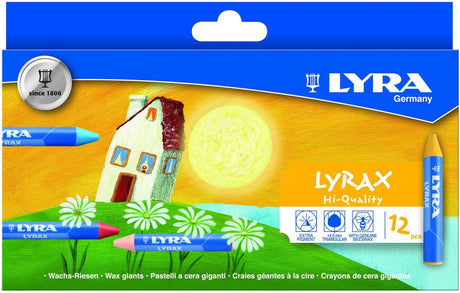 Lyra waskrijt | kleurkrijt | | diverse kleuren | l 9 cm | dikte 15 mm | 12 stuks