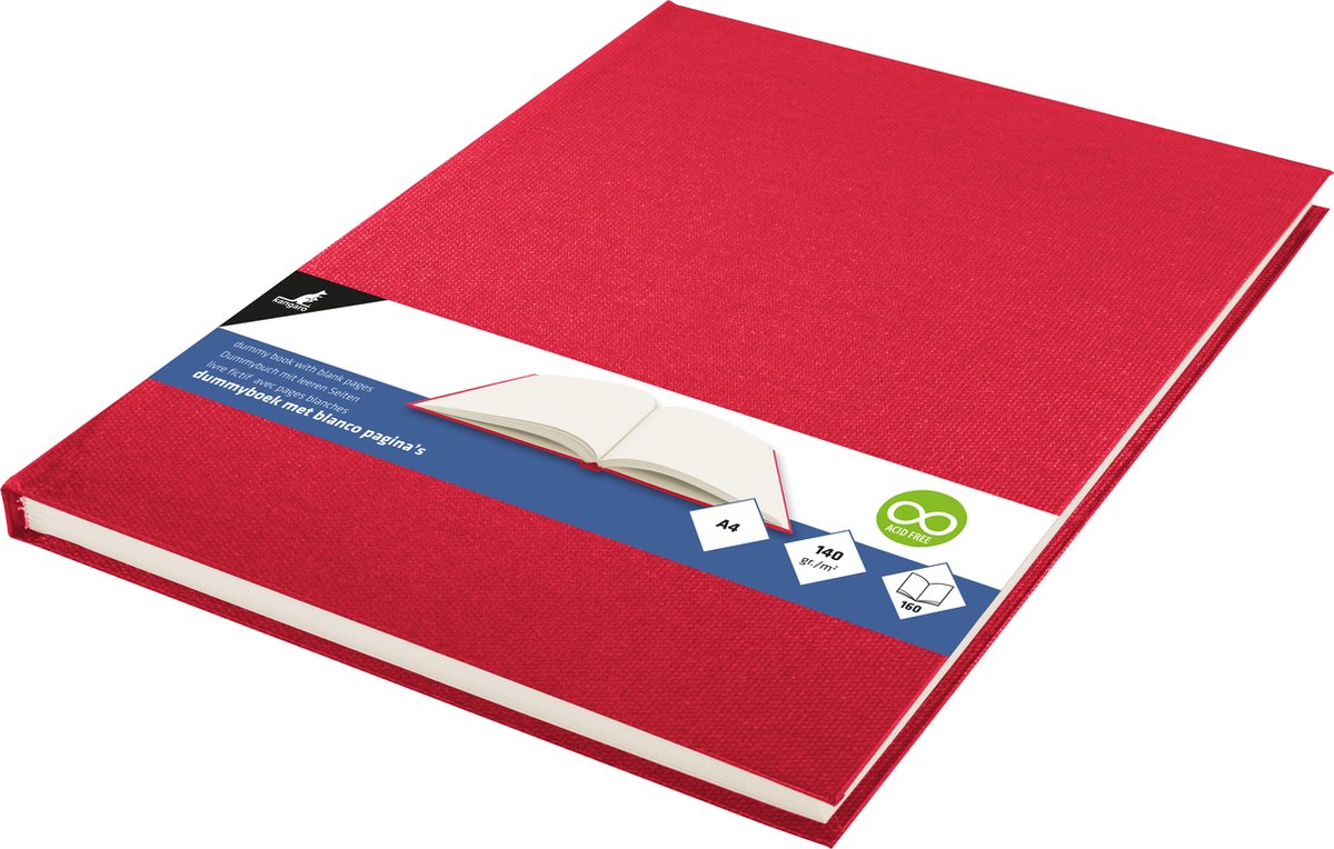 Kangaro dummyboek - a4 - rood - 160 blanco pagina's - hard linnen cover - k-5360