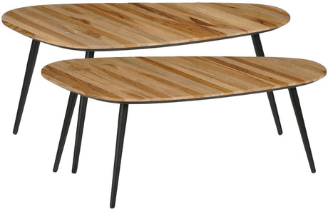 Mica decorations jailey bijzettafel - set van 2 - l84 x b39 x h39 cm - gerecycled hout - bruin