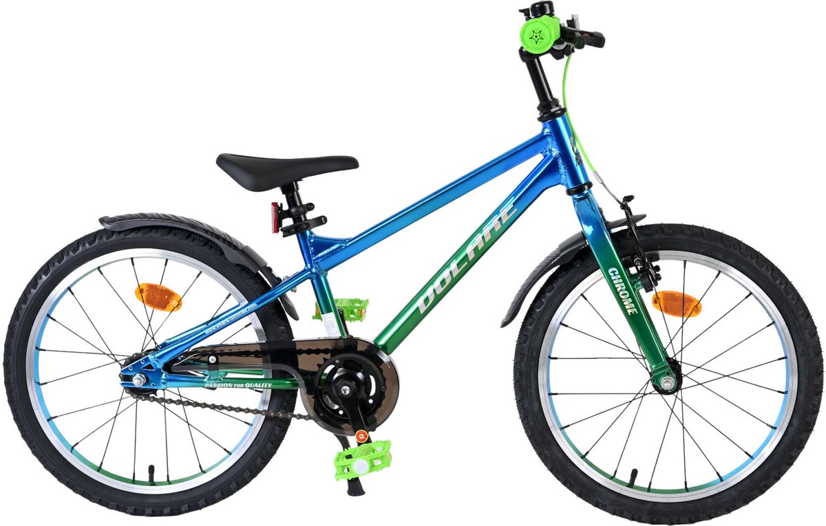Volare chrome kinderfiets - jongens - 18 inch - blauw groen