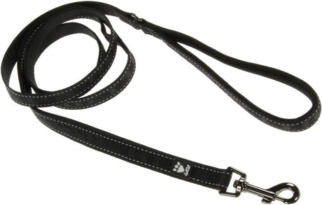 Hurtta casual reflective hondenlijn hondenriem - nylon - neopreen greep - zwart - breedte: 2 cm - lengte: 180 cm