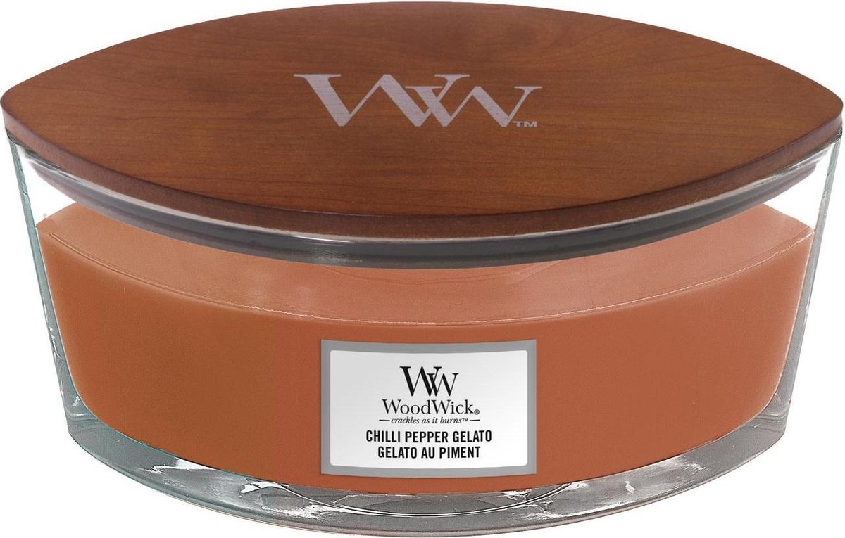 Woodwick heartwick flame ellipse geurkaars - chilli pepper gelato