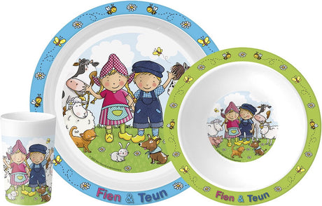 Bambolino fien teun kinderservies set - 3-delig - speelgoed kinderen - vaatwasserbestendig - bord en schaaltje magnetronbestendig - voor meisjes en jongens - toys